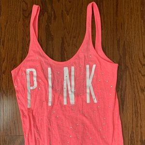PINK hot pink low back tank top